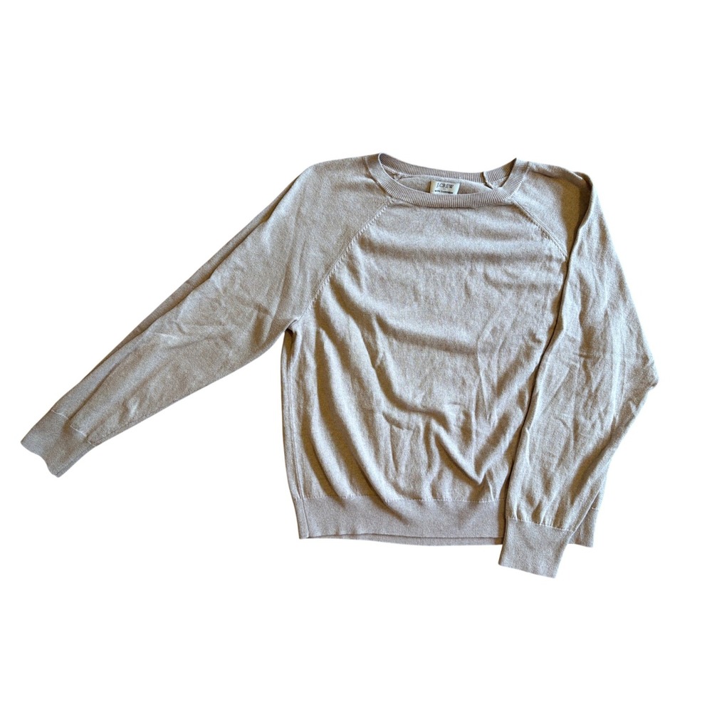 J.Crew Gray Cotton Cashmere Raglan Crewneck Sweater Medium Chic Office Neutral